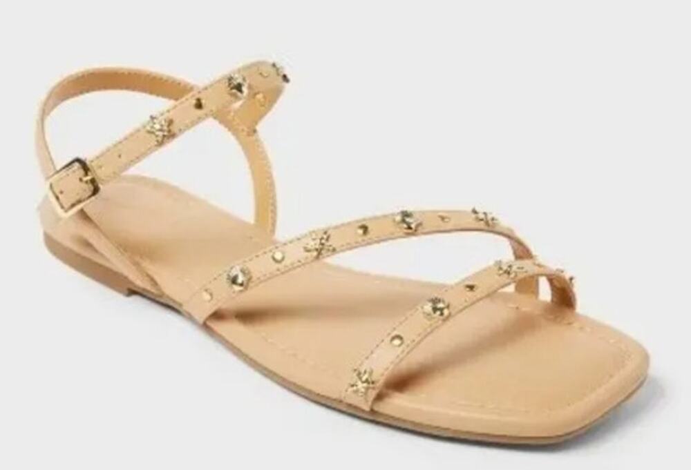 Universal Thread Florence Ankle Strap Sandals tan memory foam insole Size 10
